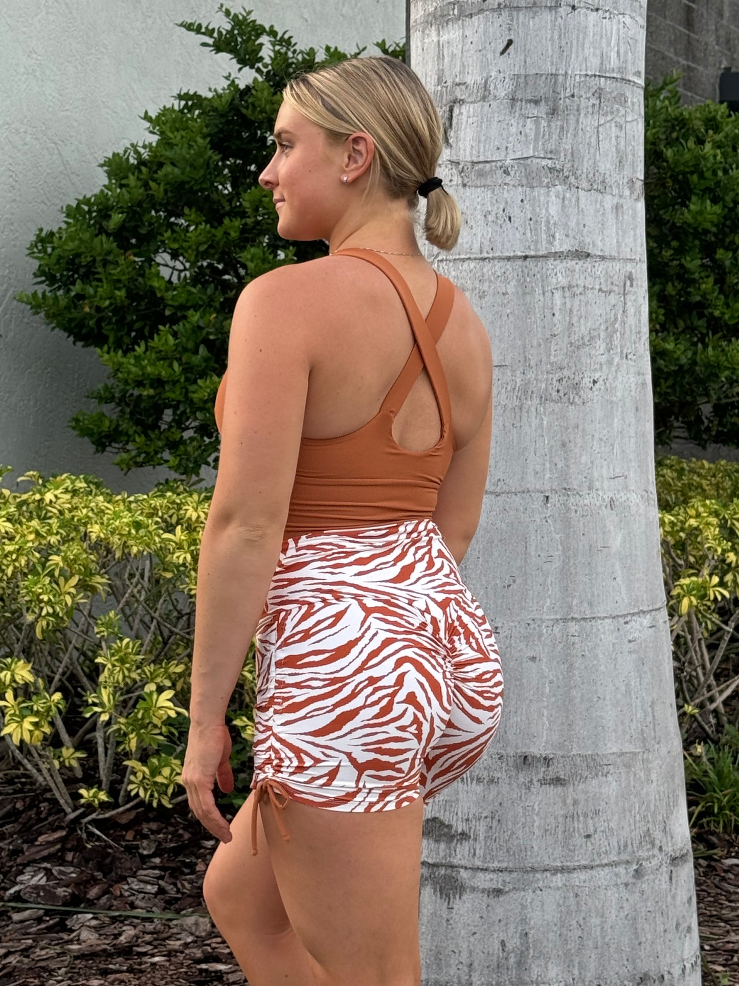 Brown Zebra Cross Shorts