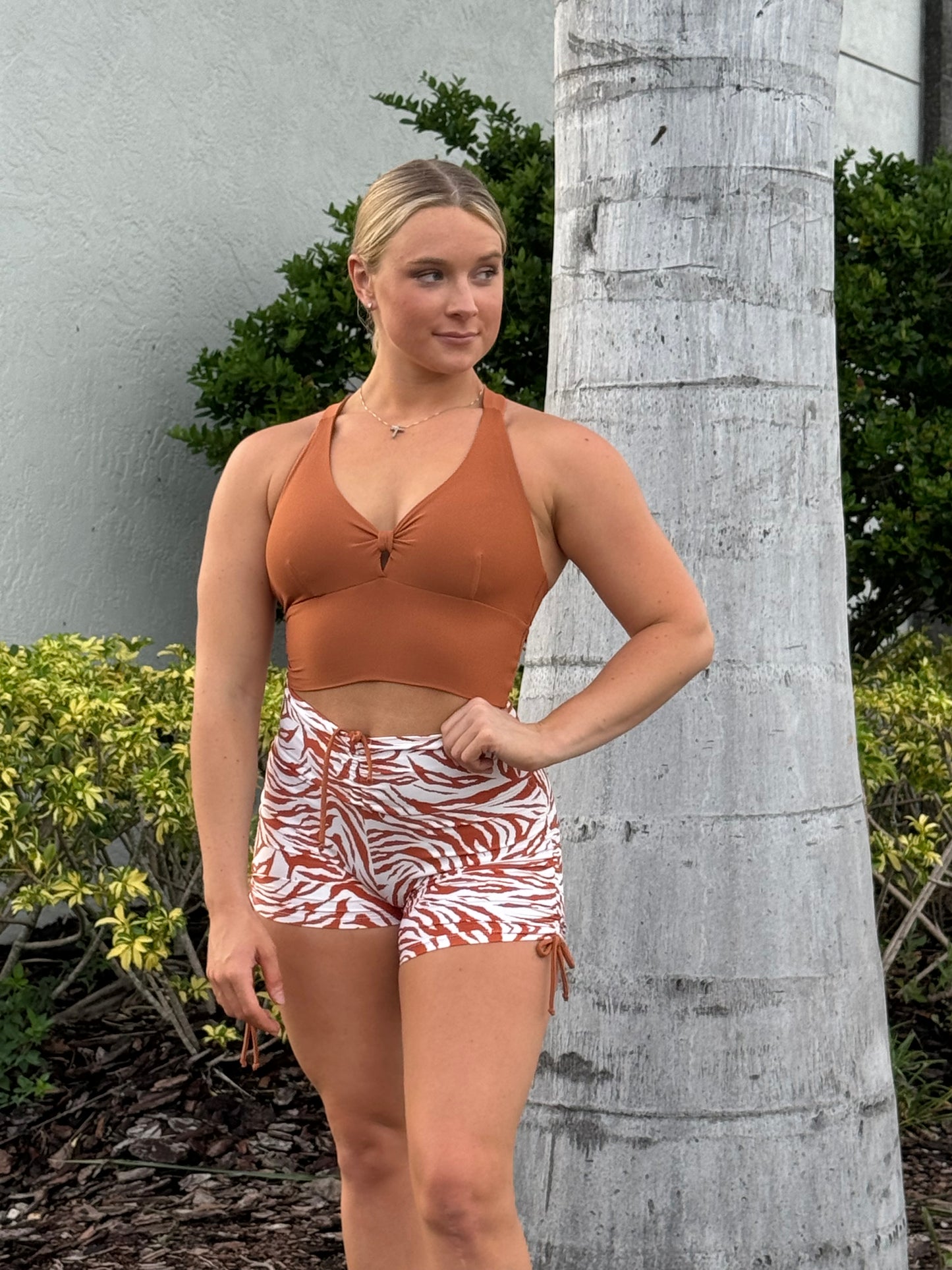 Brown Zebra Cross Shorts