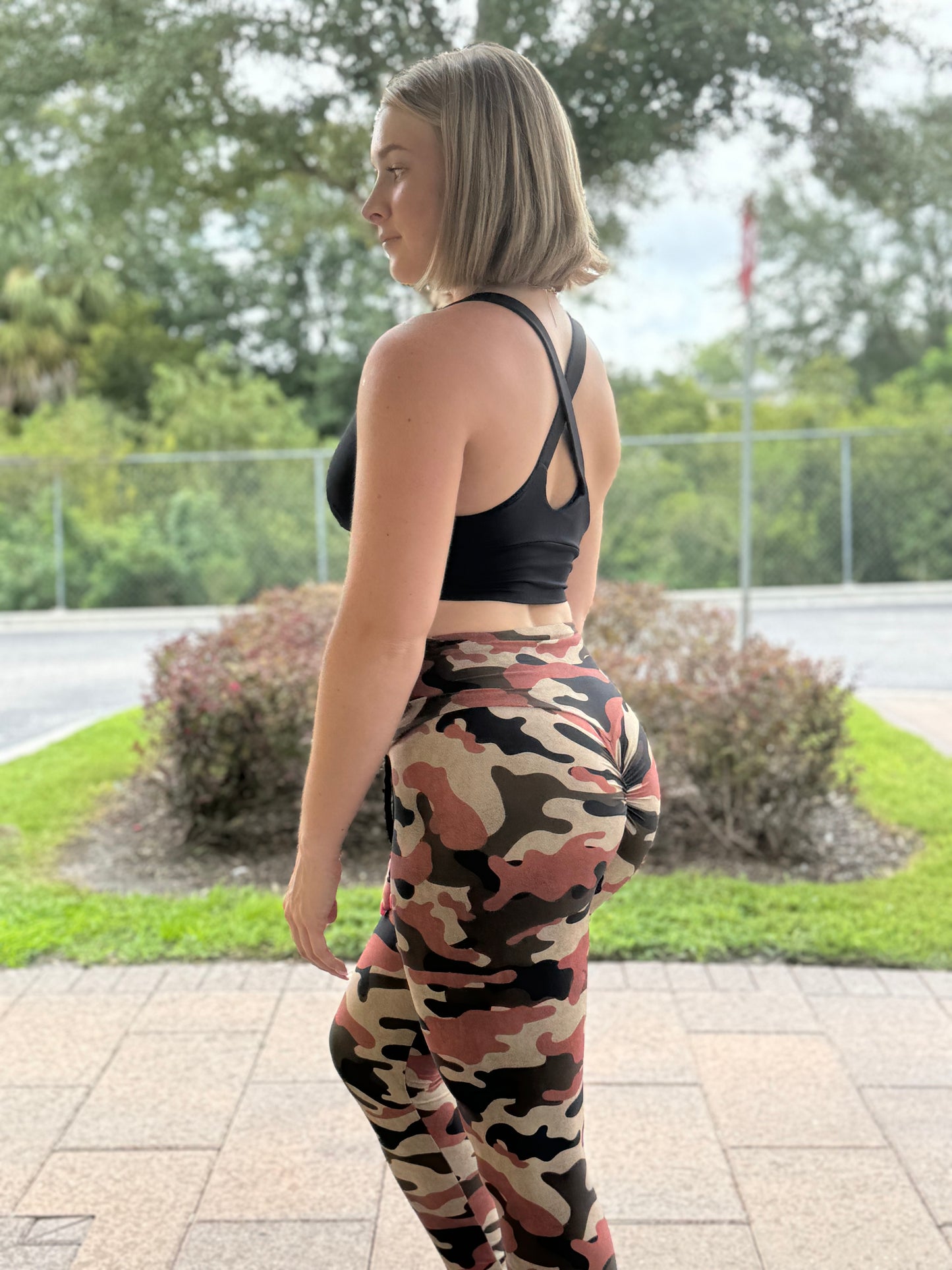 Orange Camouflage Scrunch Booty Legging