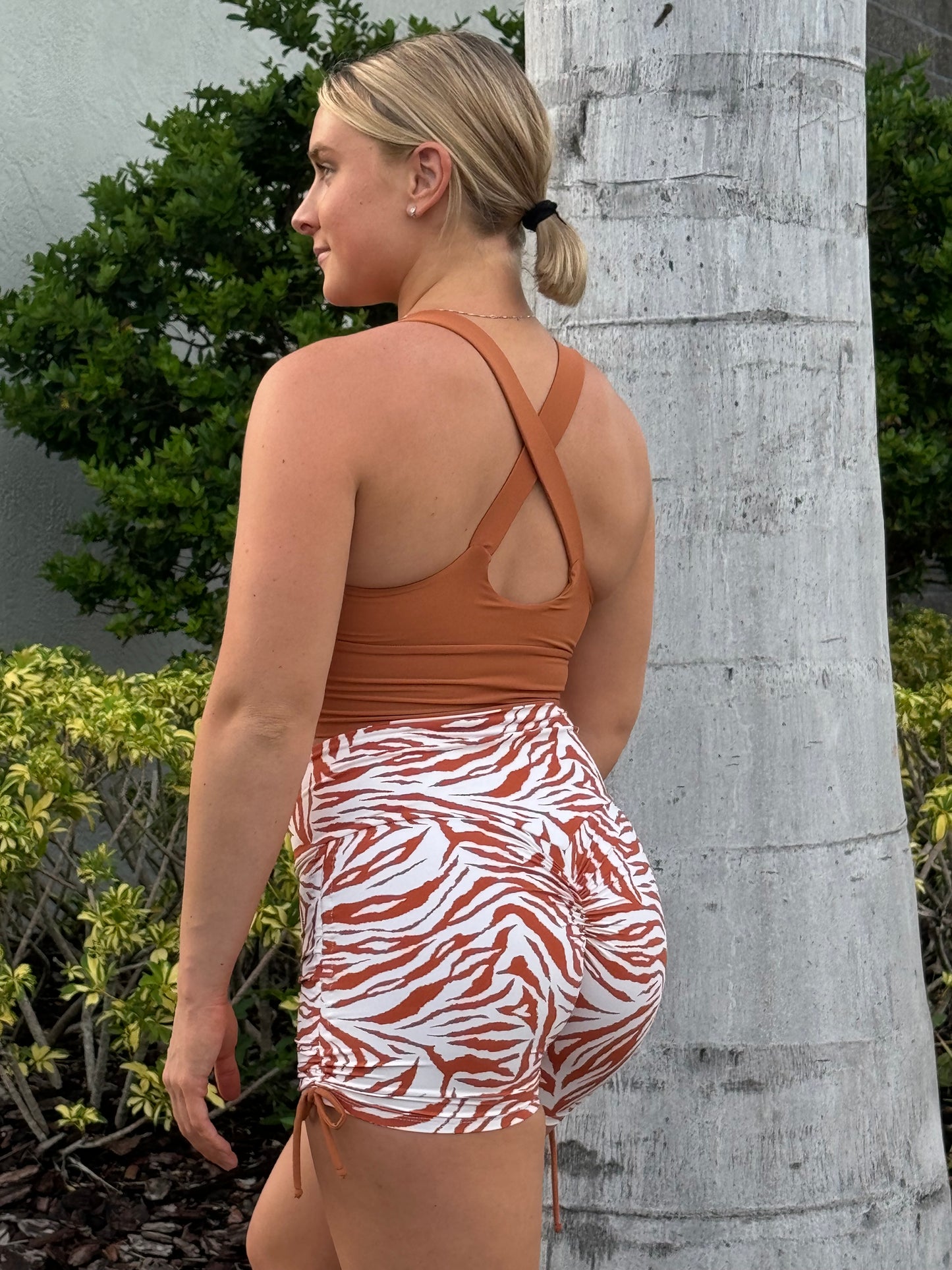 Brown Zebra Cross Shorts
