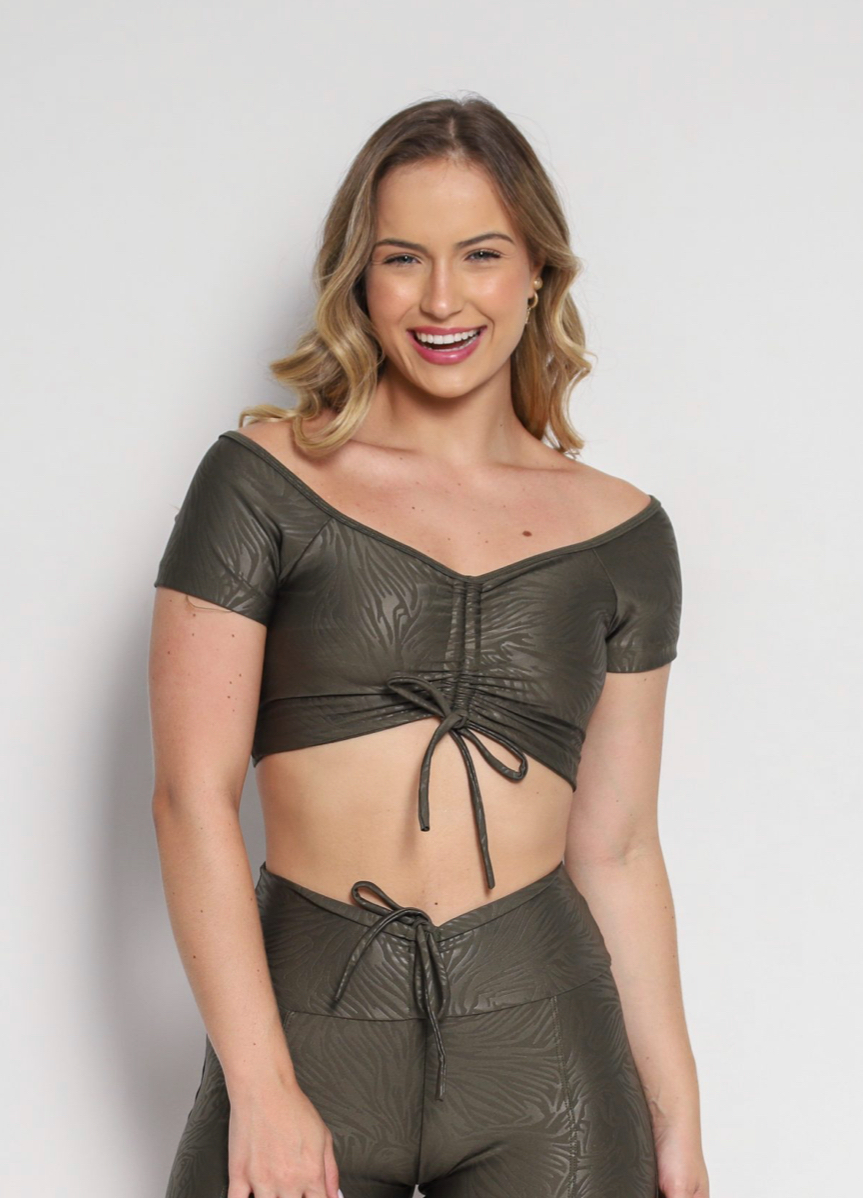 Bella Army Green Crop top
