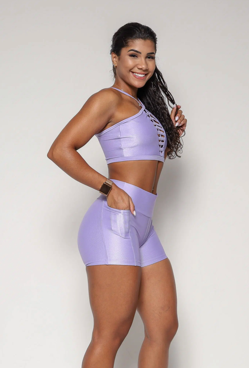 Cindy Lavender Pockets Biker Shorts
