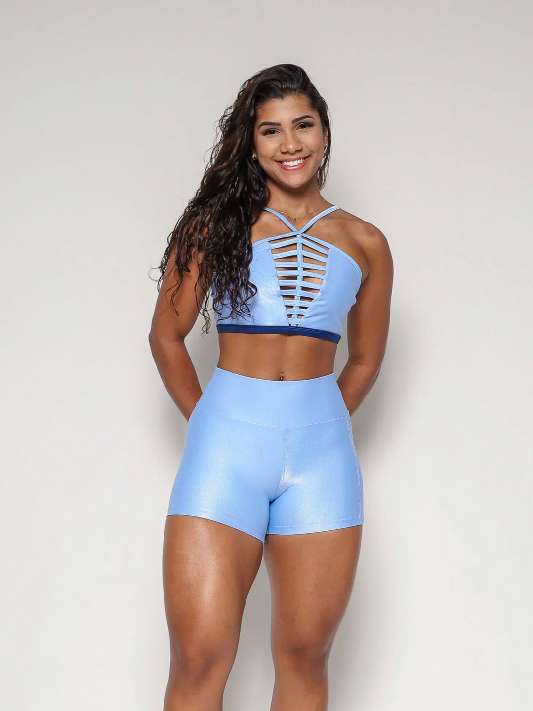 Cindy Pockets Blue Sky Shorts Set