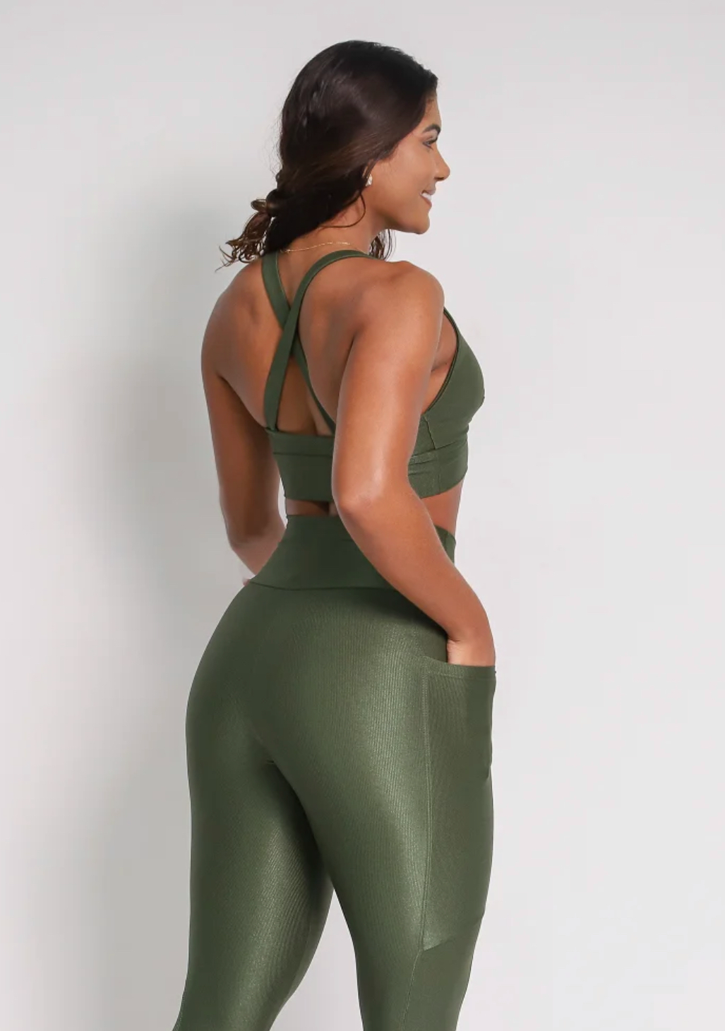 Cindy Army Green Pocket Leggings