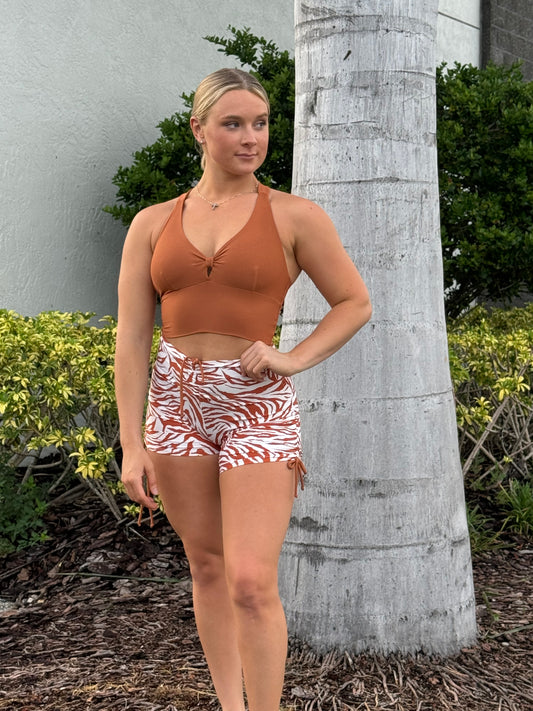 Brown Zebra Cross Shorts