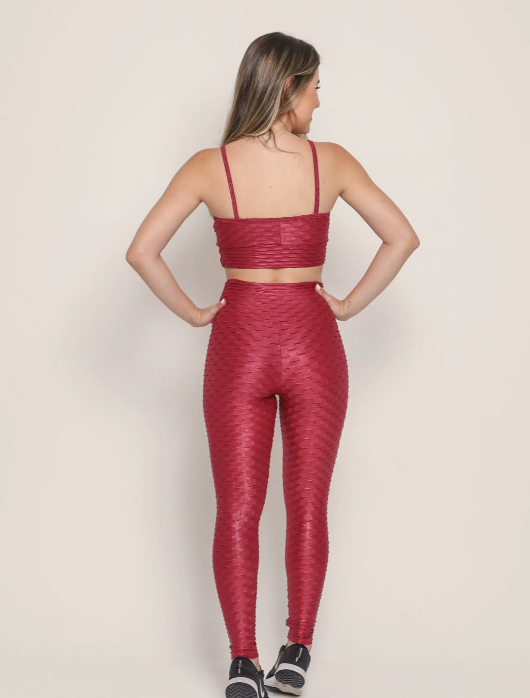 Danny Textured Shine Red Leggings