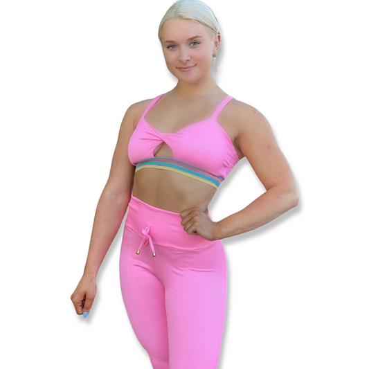 Deborah Pink Textured Leggings