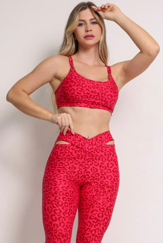 Lu Cherry Cheetah Sports Bra