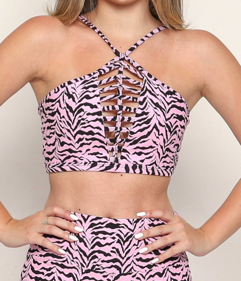 Zebra Pink Sports Bra