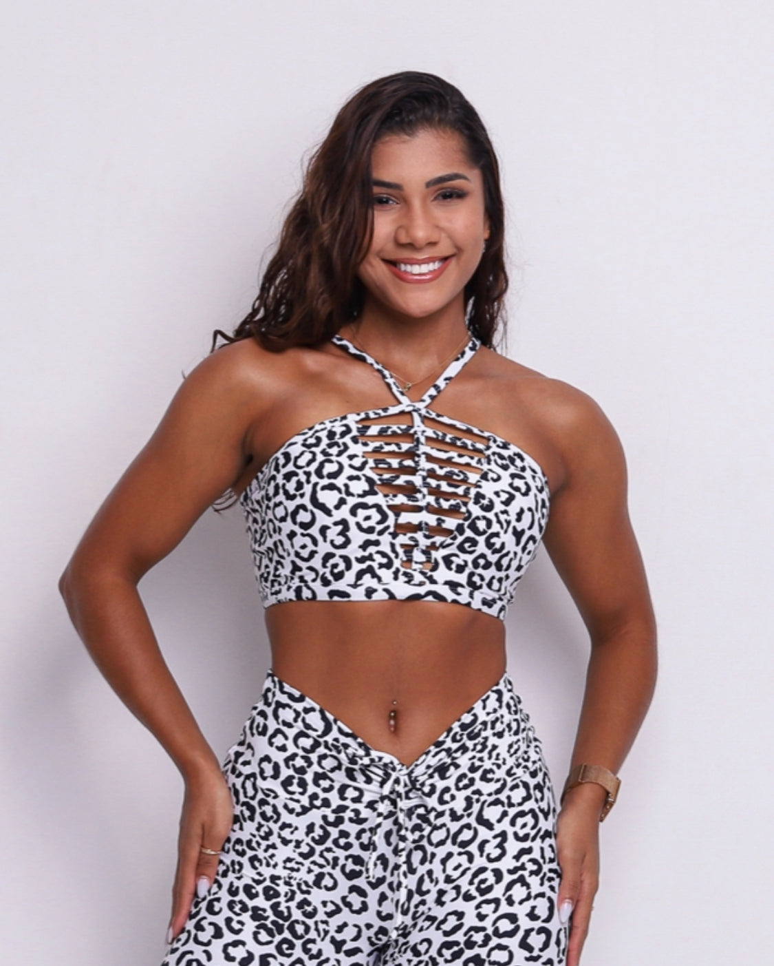 Andressa White Cheetah Scrunch Leggings