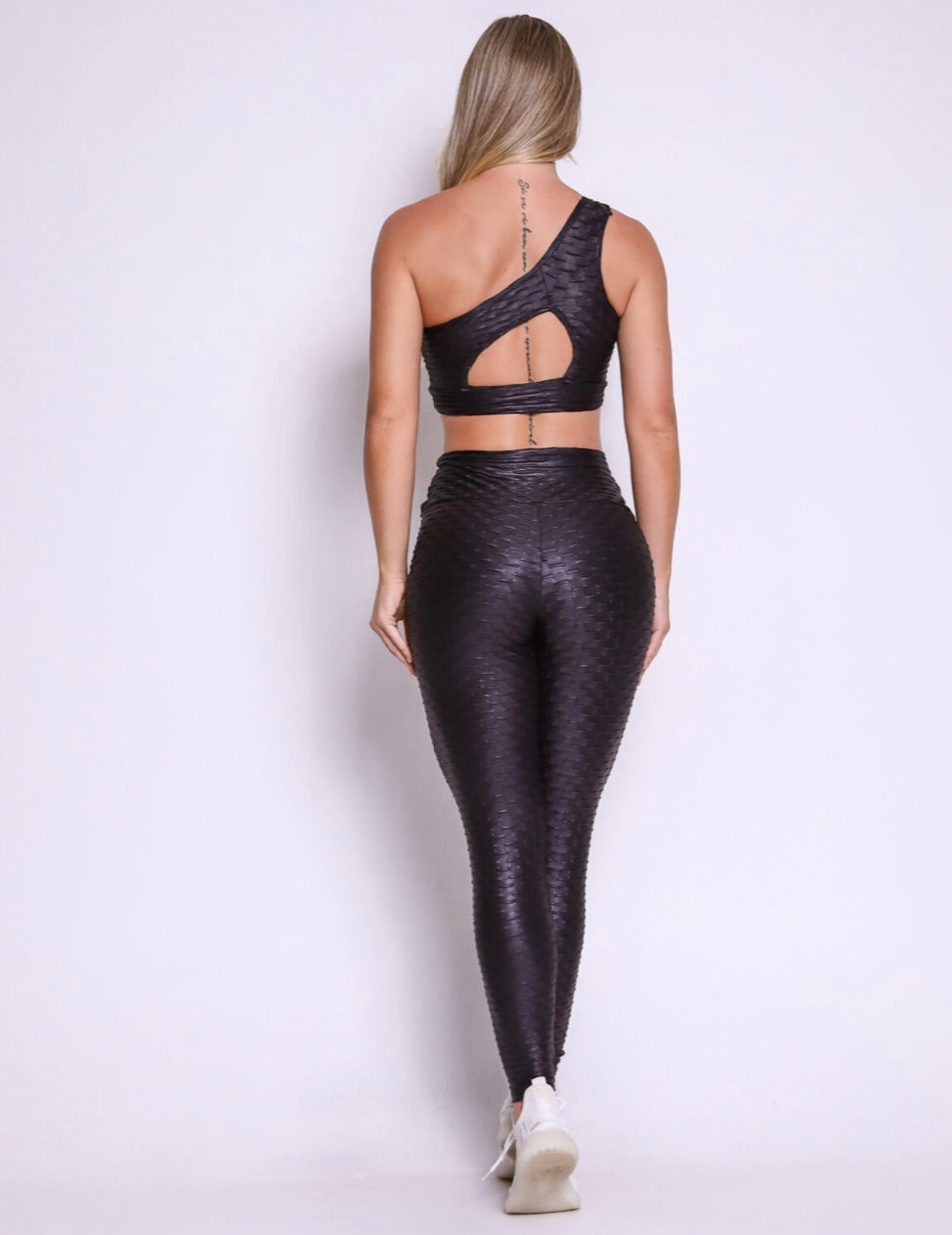 Black Sparkling Texture Basic Leggings Set