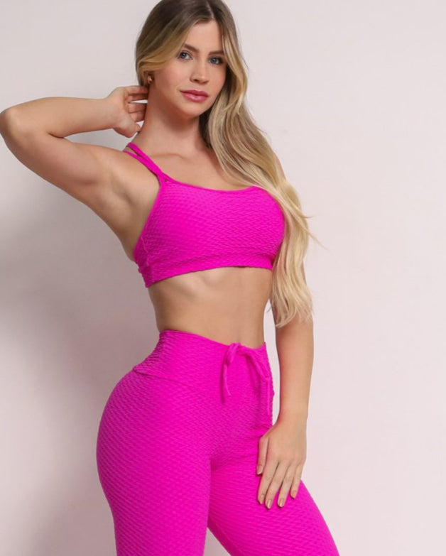 Lu Pink Soft Textured Sports Bra