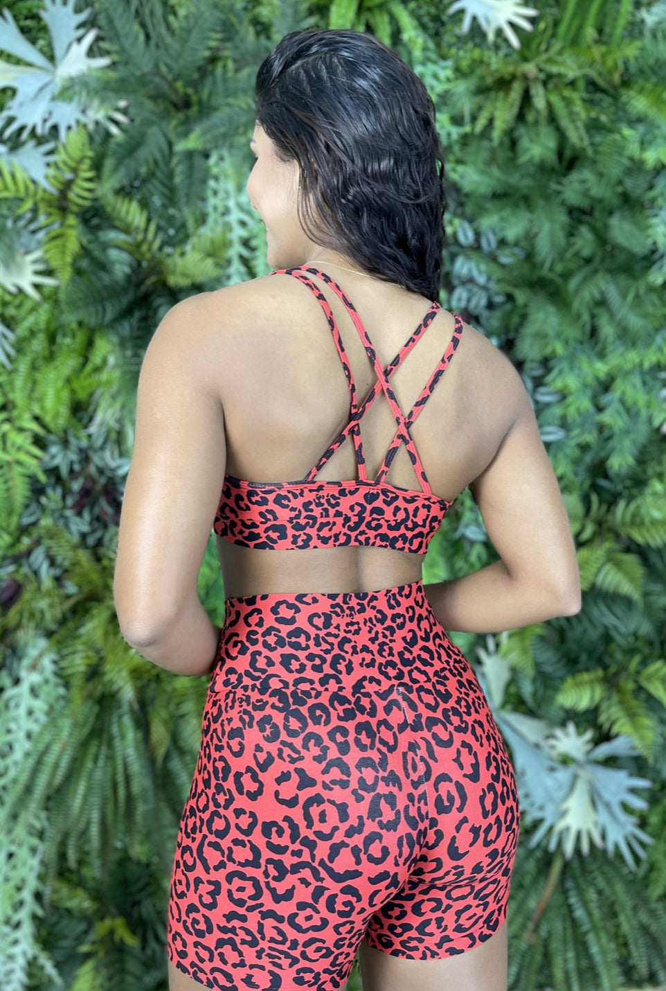 Lu Red Cheetah Sports Bra