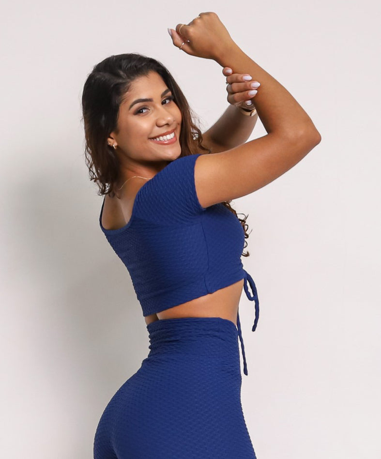 Bella Navy Soft Textured Crop top