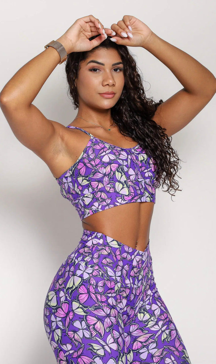Buzios Purple Butterfly Sports Bra