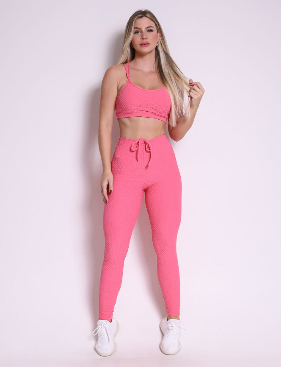 Laila Peach Soft Textured Scrunch Set