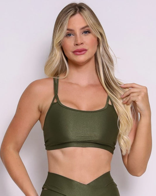 Cindy Lu Army Green Sports Bra