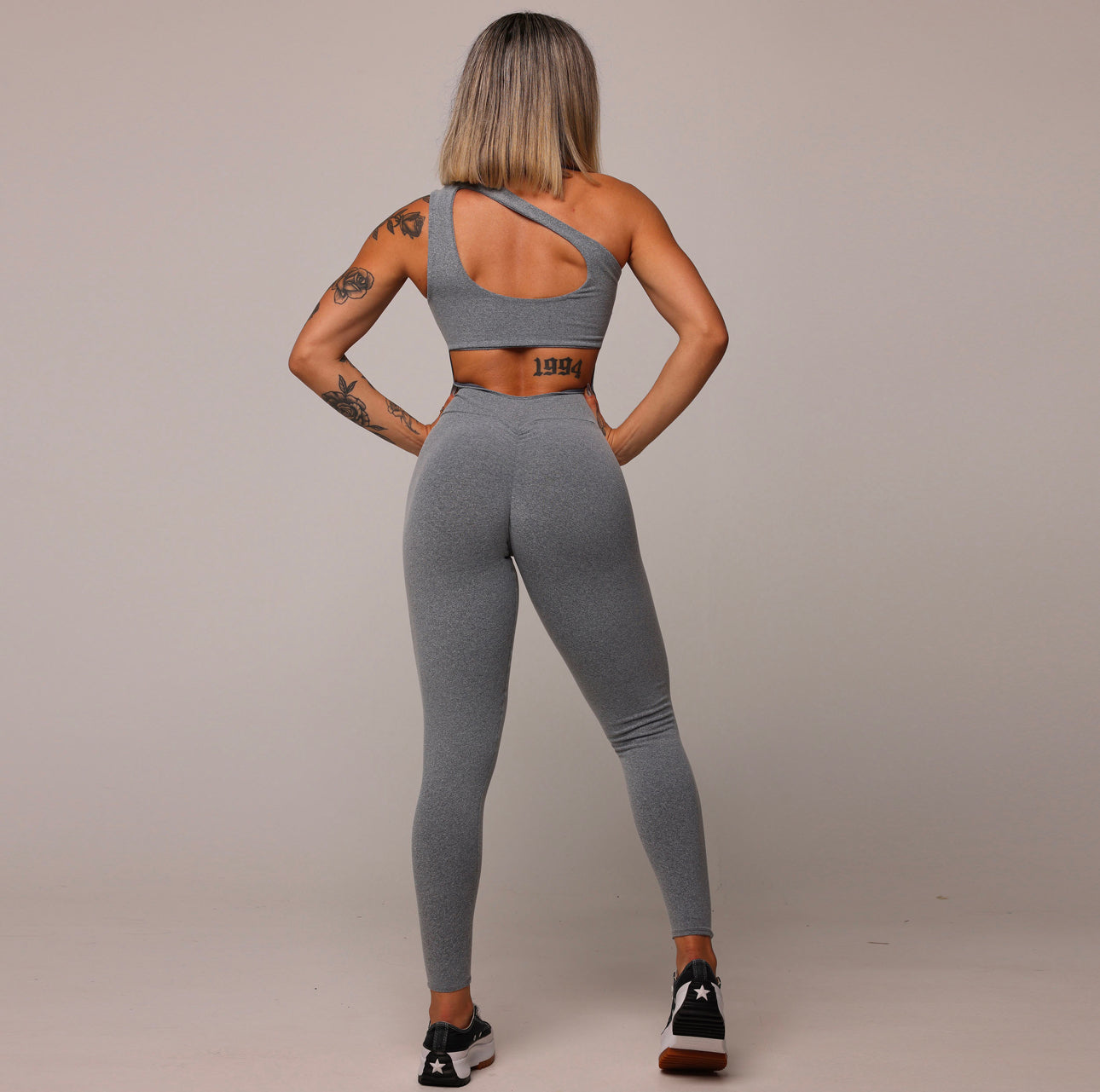 Grey One Shoulder Bodysuit
