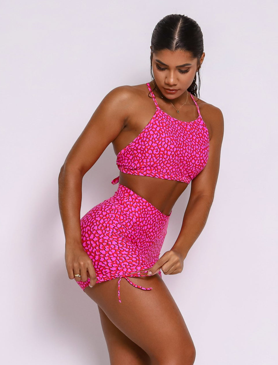 Penelope Cheetah Cross Shorts Set