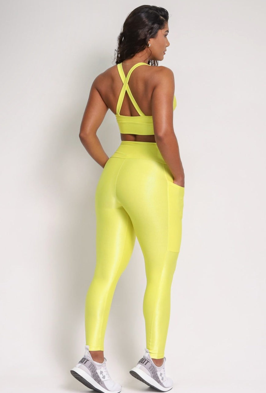 Cindy Yellow Pockets Leggings