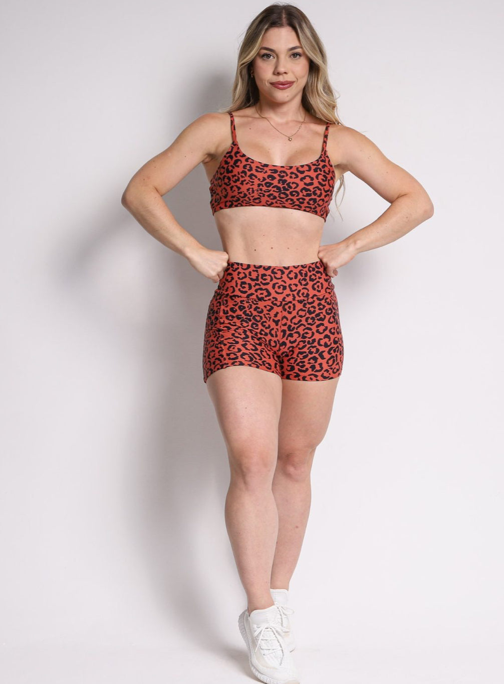 Brown Cheetah Pockets Shorts