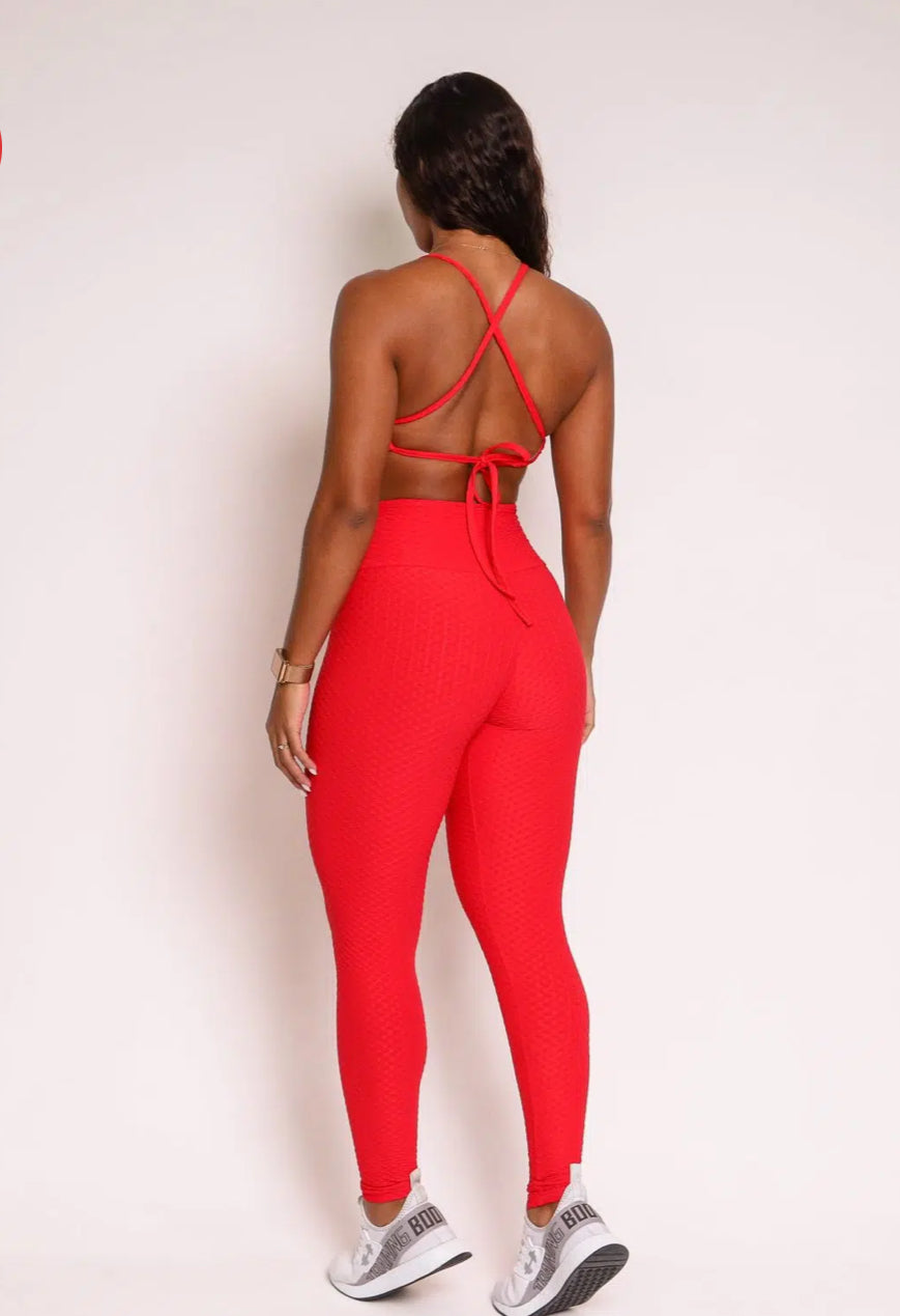 Lily Red Soft Textured Leggings