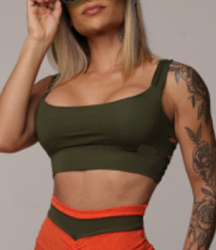 Creta Army Green Sports Bra