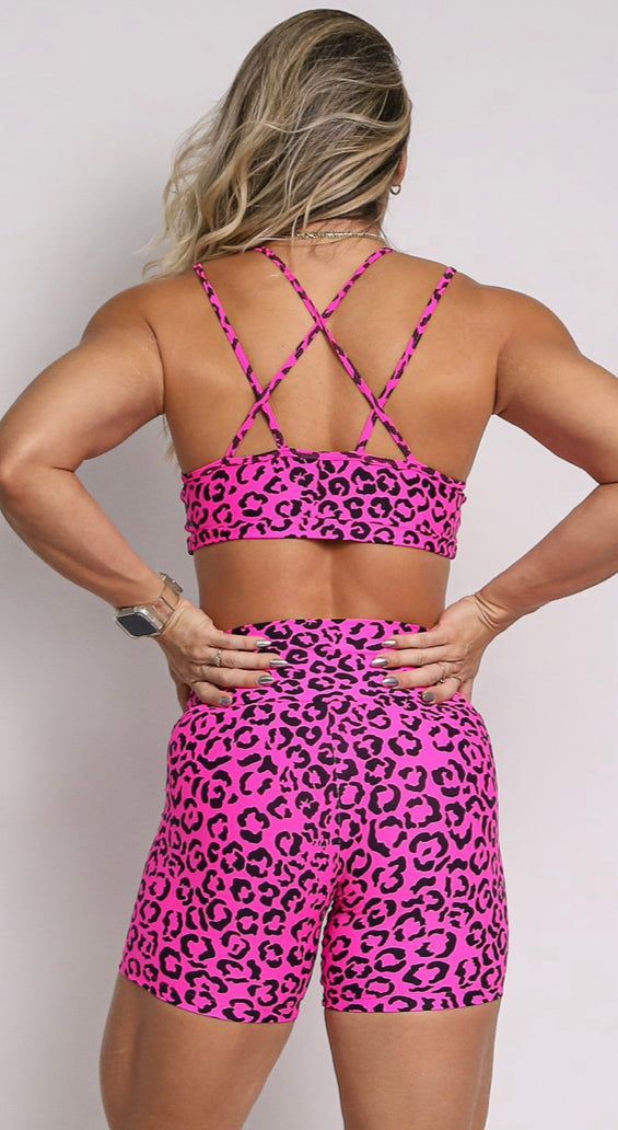 Vivi Pink Cheetah Sports Bra