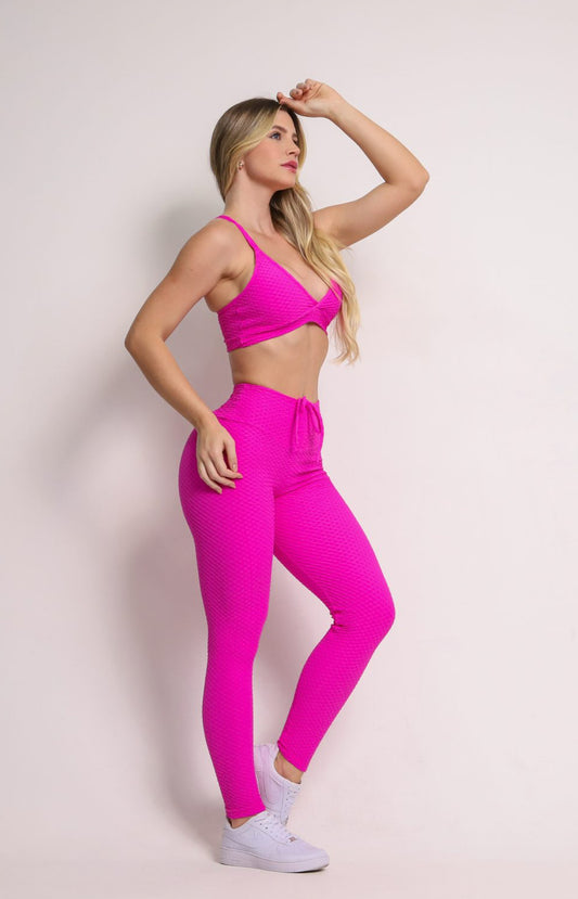 Laila Pink Soft Textured Scrunch Leggings