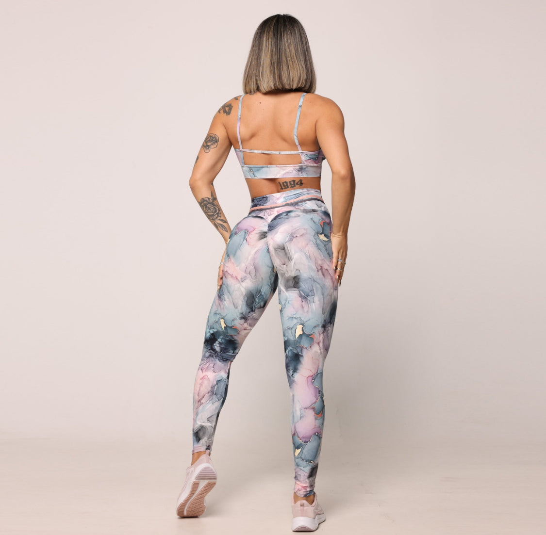 Marble Pink Scrunch Leggings