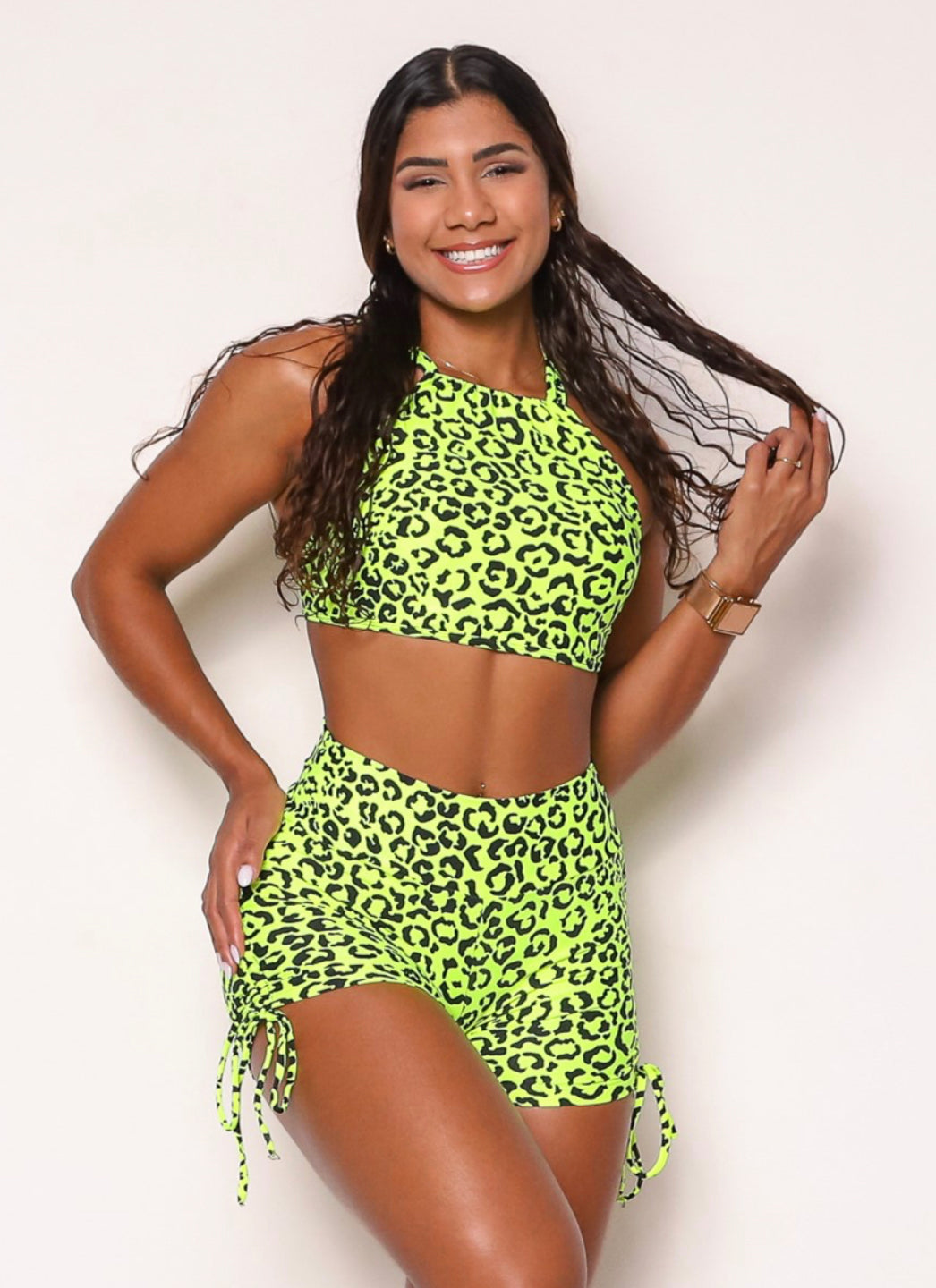 Lara Neon Cheetah Sports Bra