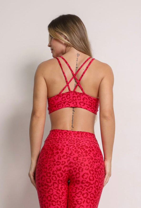 Lu Cherry Cheetah Sports Bra