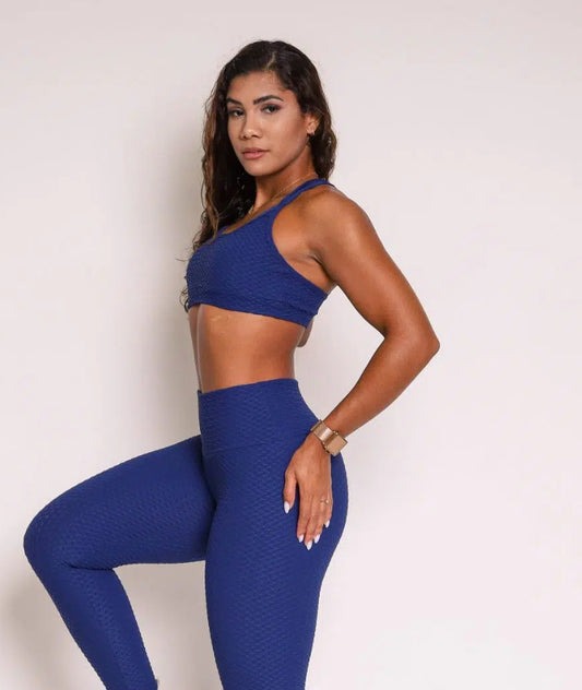 Lu Navy Soft Textured Sports Bra