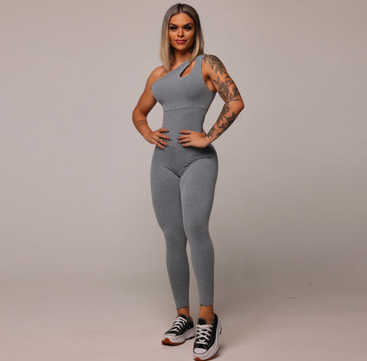 Grey One Shoulder Bodysuit