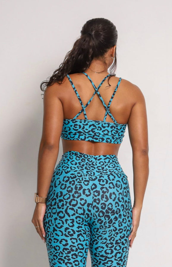 Vivi Blue Cheetah Sports Bra