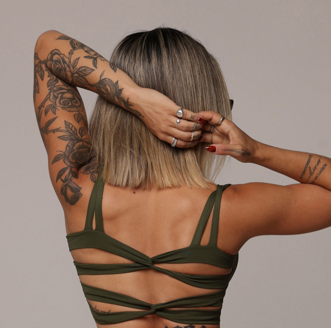 Creta Army Green Sports Bra
