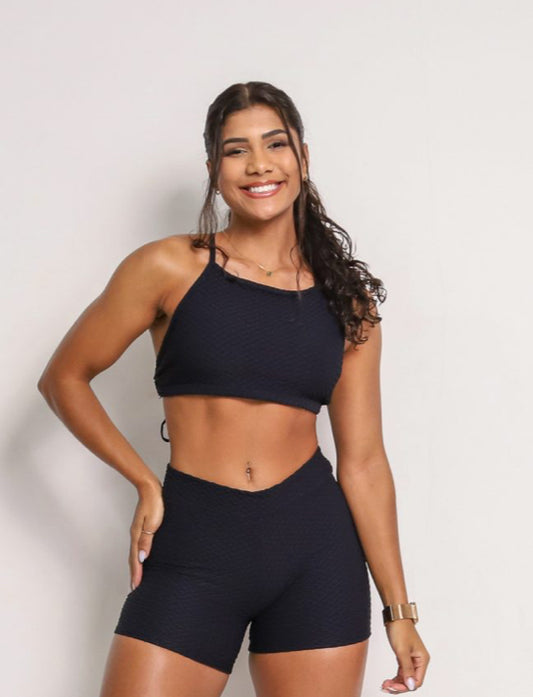 Paula Black Soft Textured Sports Bra