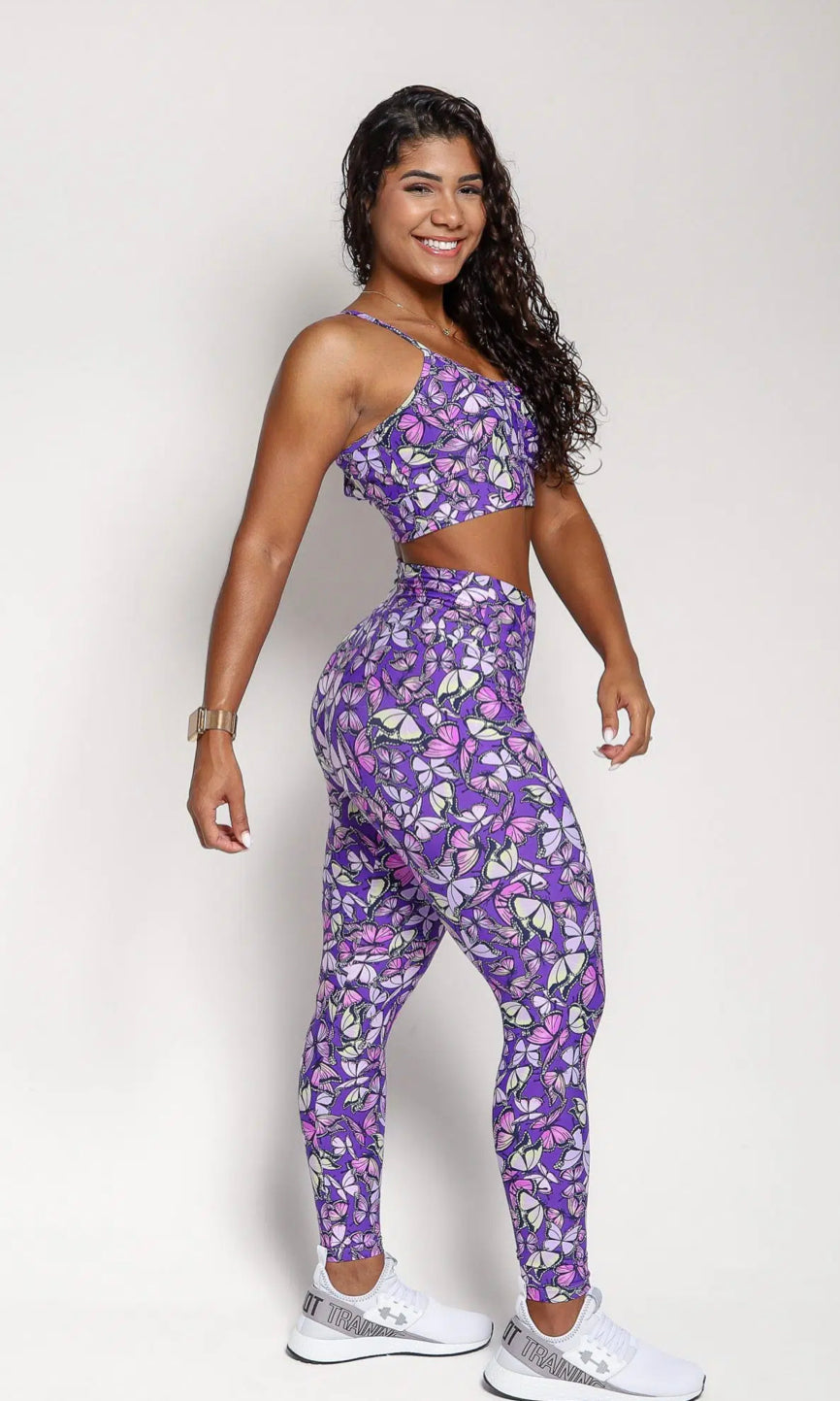 Buzios Purple Butterfly Sports Bra