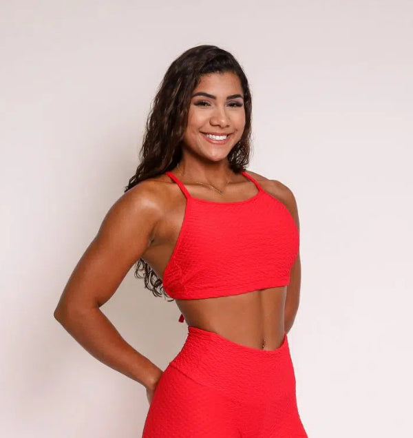 Paula Red Soft Textured Sports Bra