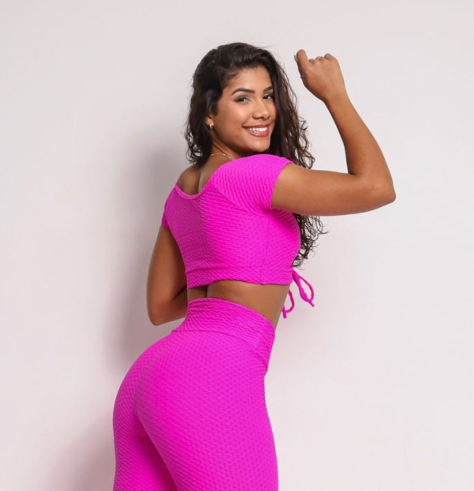 Belly Pink Soft Textured Crop top