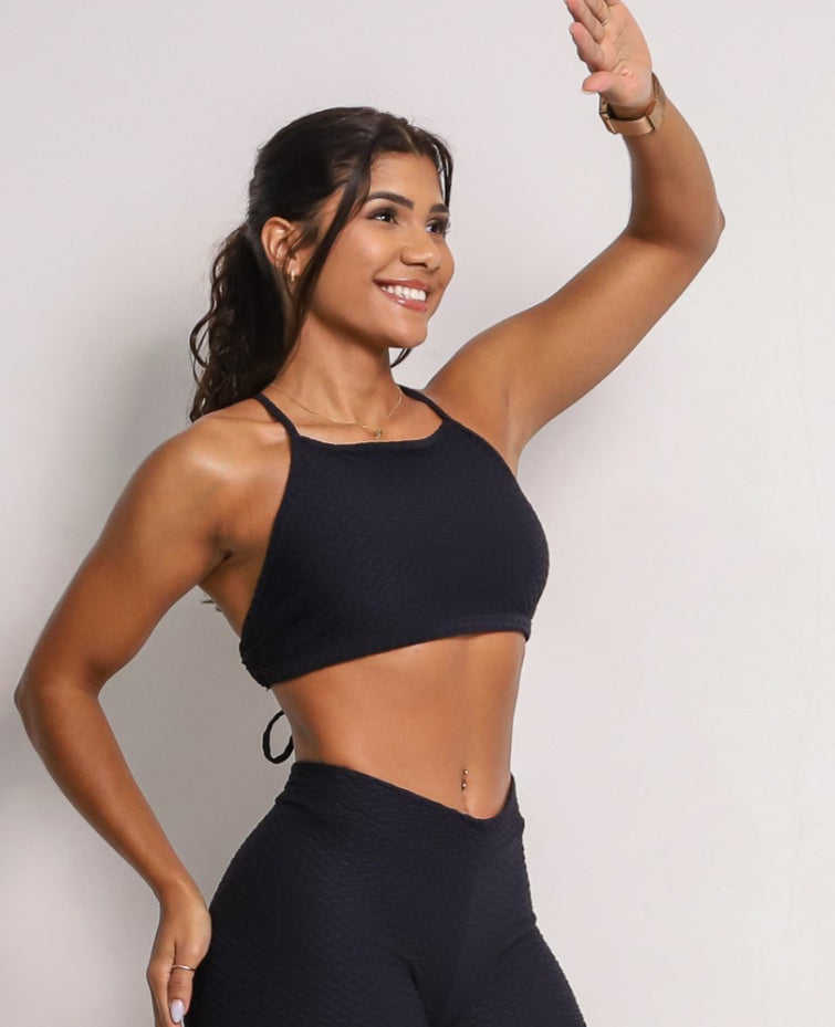 Paula Black Soft Textured Sports Bra
