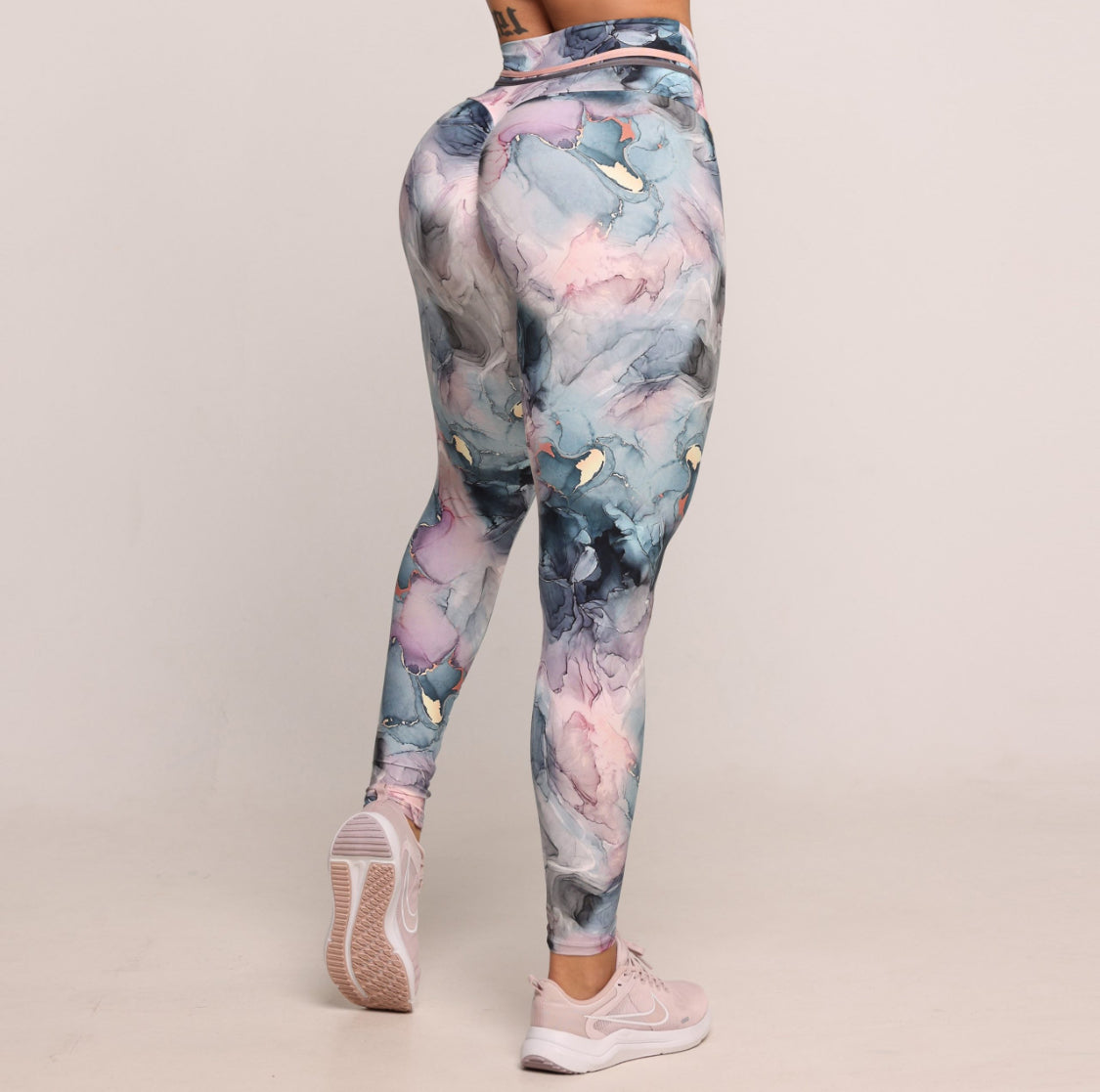 Marble Pink Scrunch Leggings