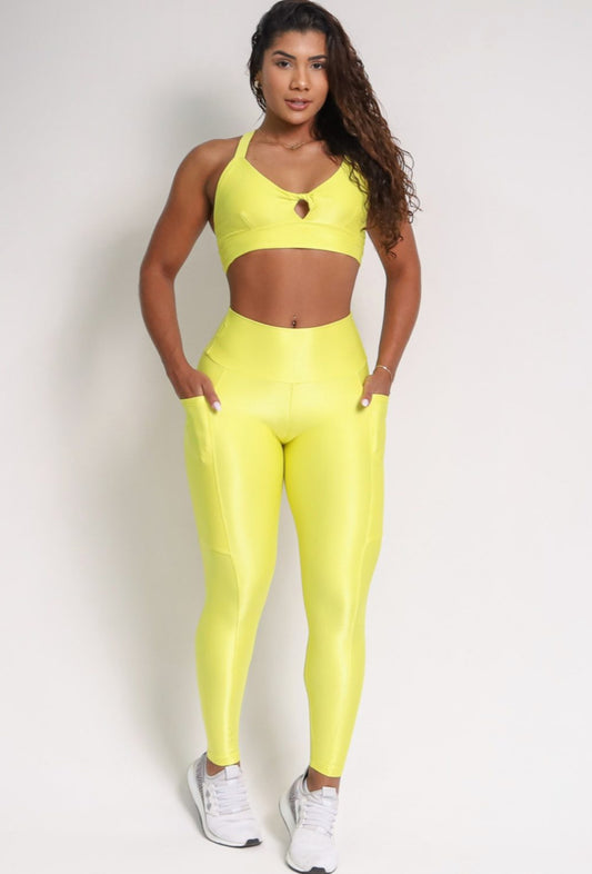 Cindy Yellow Pockets Leggings