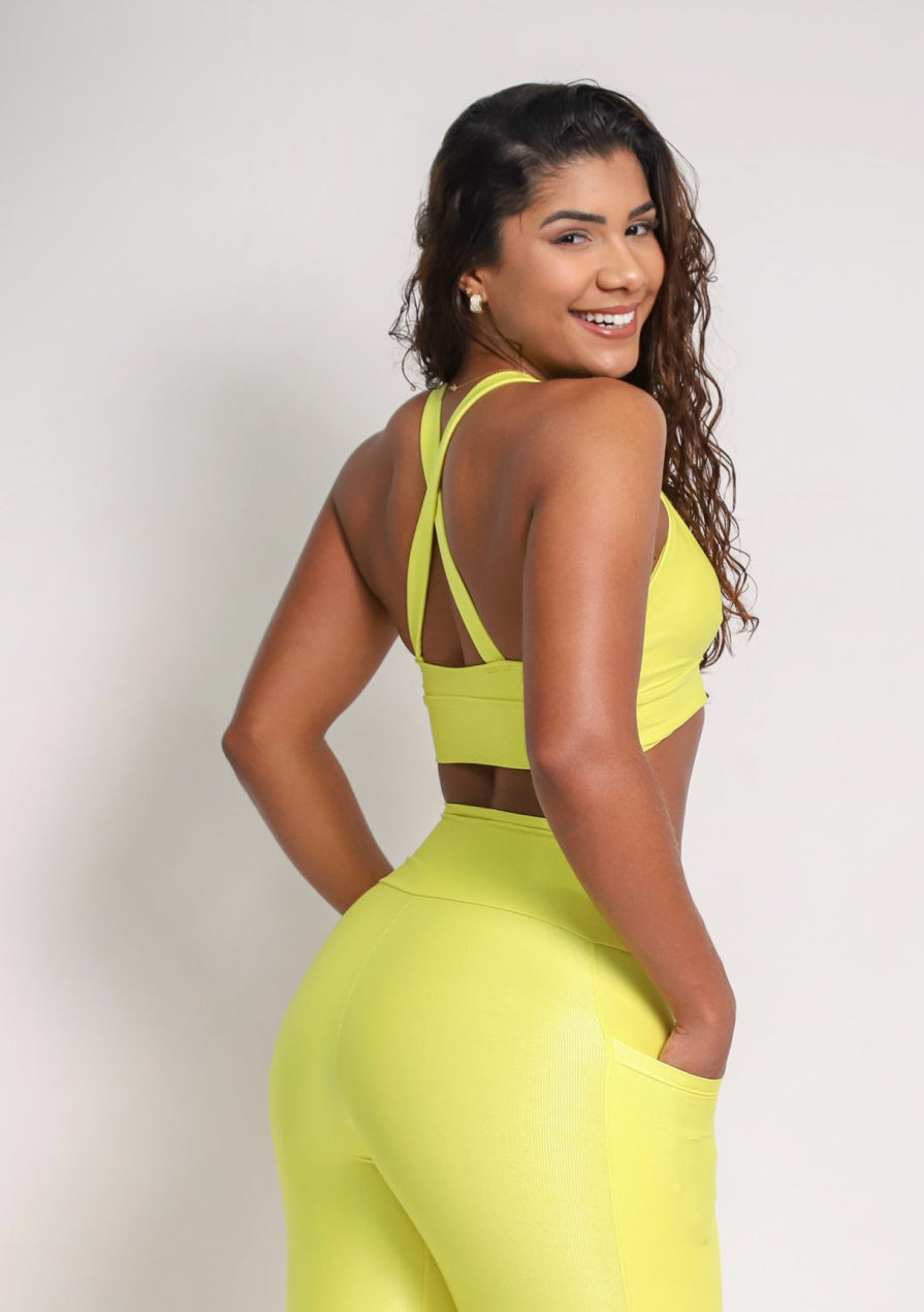 Cindy Yellow Pockets Leggings