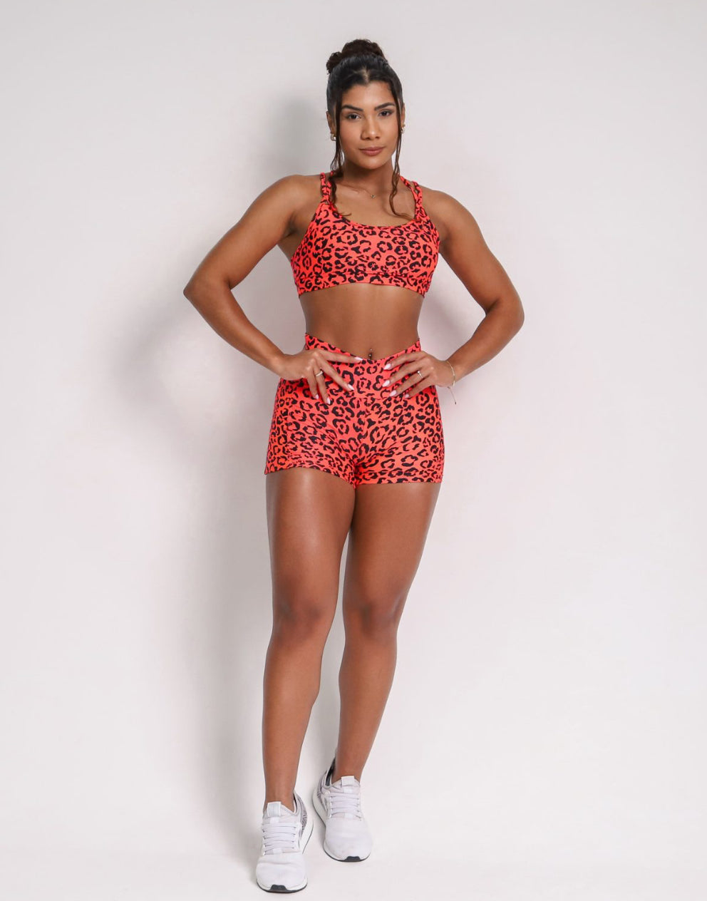 Orange Cheetah Pockets Shorts