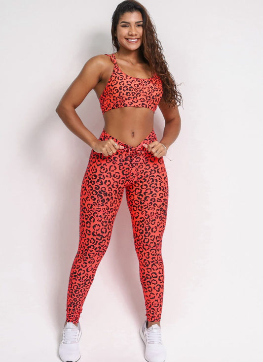Andressa Orange Cheetah Scrunch Leggings
