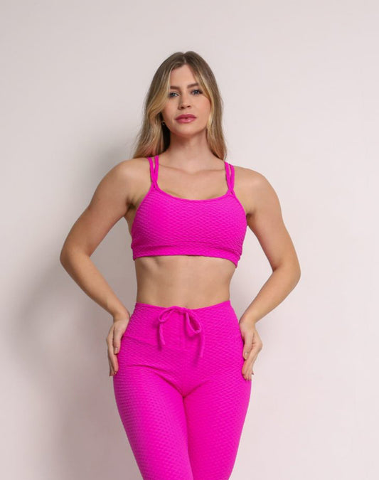 Lu Pink Soft Textured Sports Bra