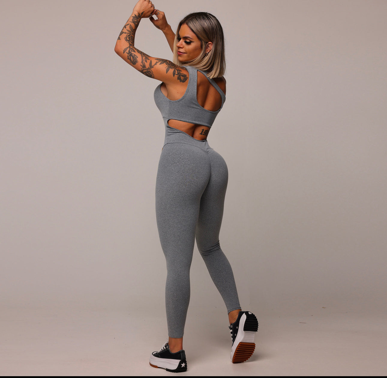 Grey One Shoulder Bodysuit