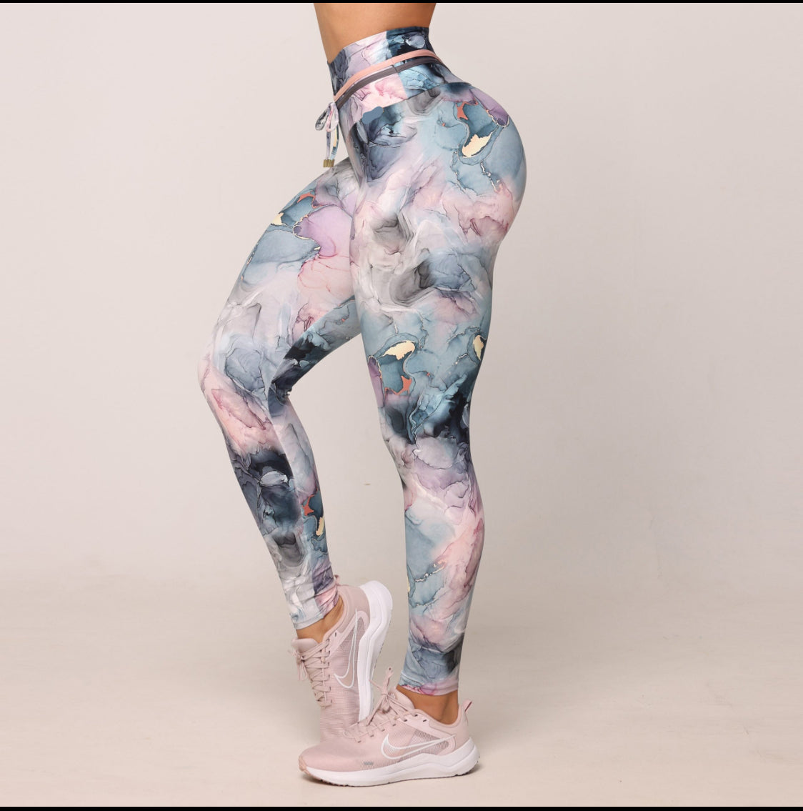 Marble Pink Scrunch Leggings