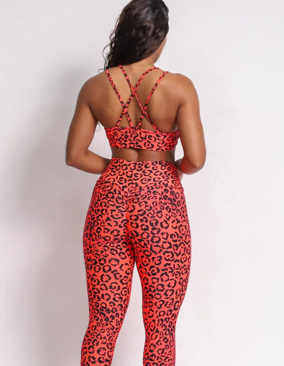 Andressa Orange Cheetah Scrunch Leggings